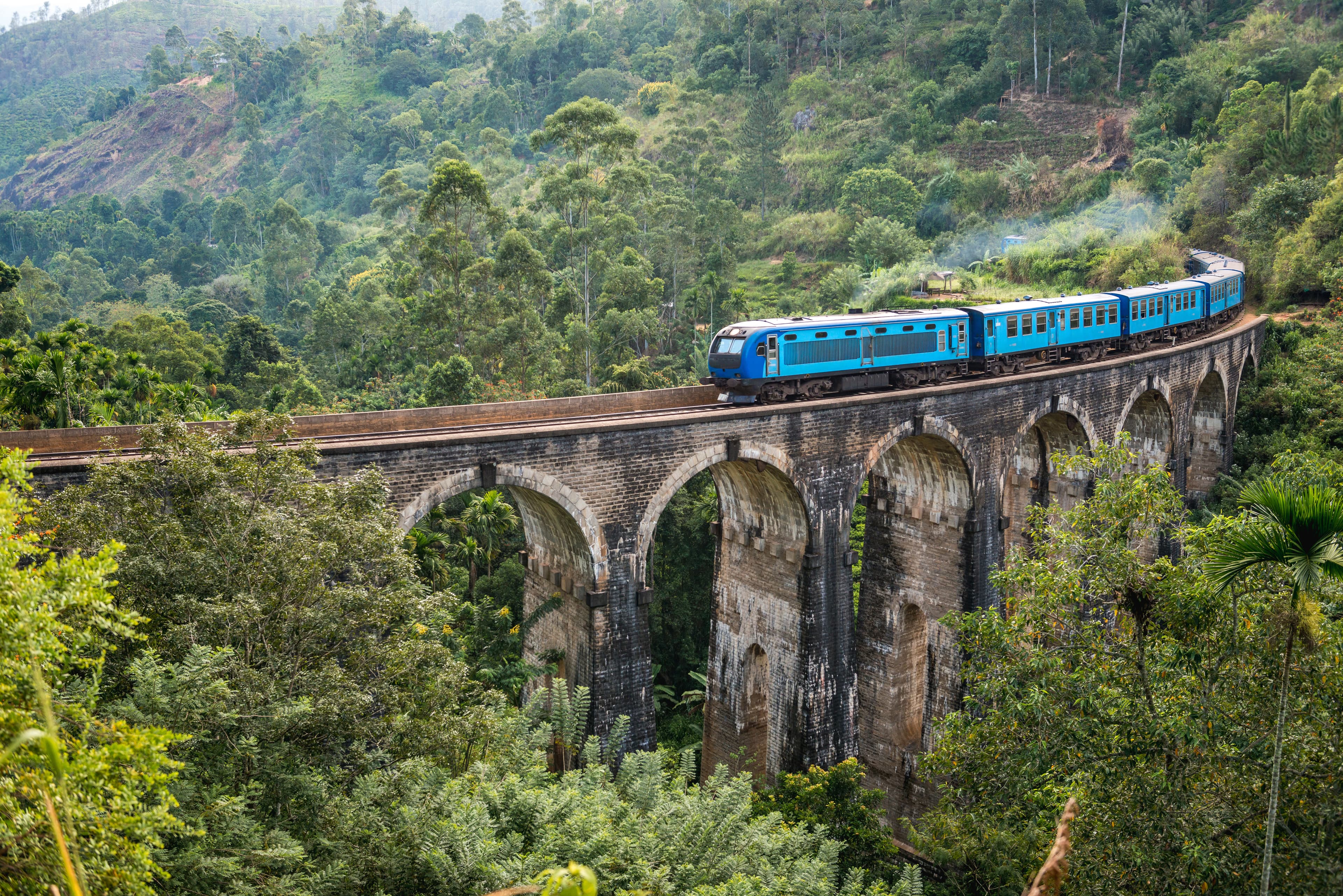 Nine Arch Bridge and green hill-country landscape near Ella Sri Lanka