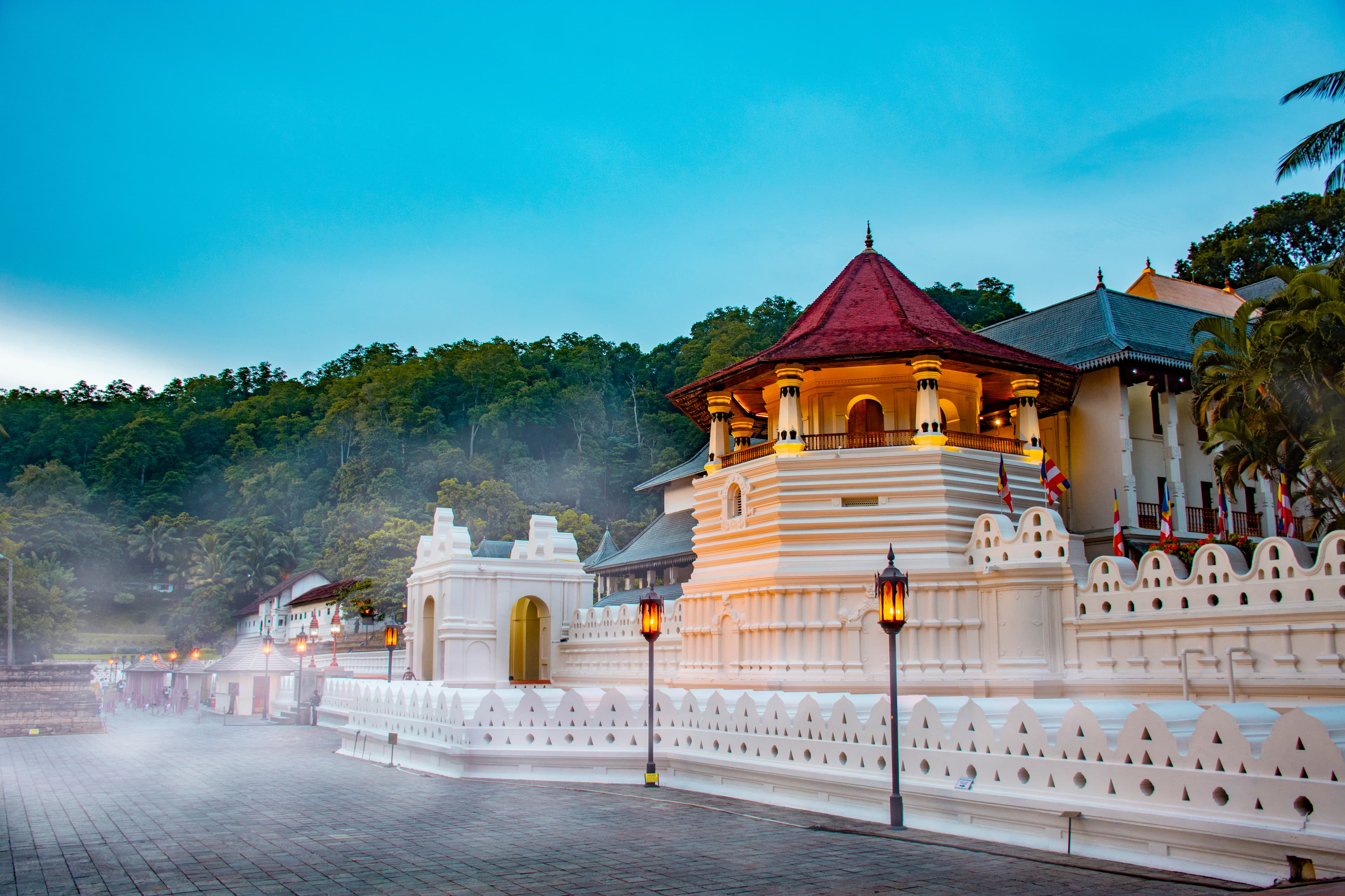 Kandy Lake and cultural city surrounded by green hills in Sri Lanka